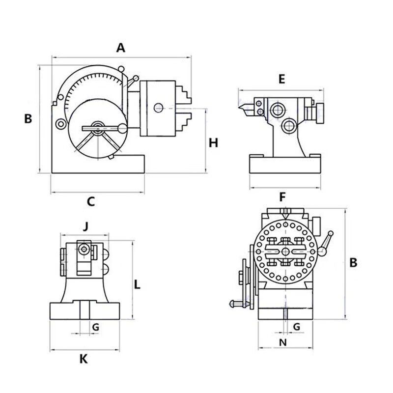 銑床BS精密分度頭分度器6寸快速小型簡(jiǎn)易立臥兩用手動(dòng)分度盤 4寸卡盤100中心高100