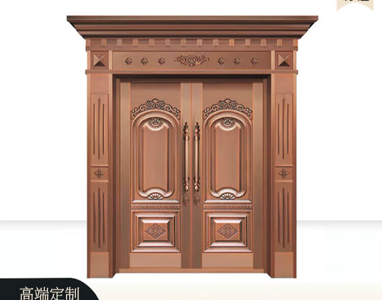 润华年铜门别墅大门定制双开乡村庭院子母门不锈钢镀铜进入户门厂