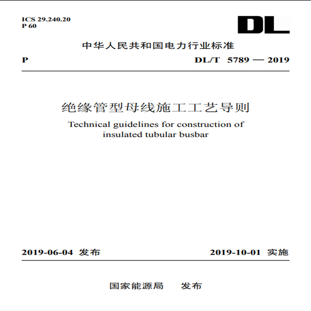 DL/T 5789—2019 绝缘管型母线施工工艺导则