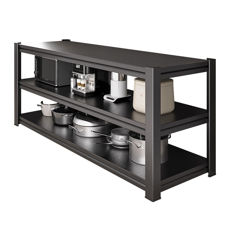 四季沐歌廚房置物架落地多層置物柜儲物架子微波爐收納柜餐邊櫥柜用具大全 【3層80長(cháng)40寬】加粗加厚-推薦