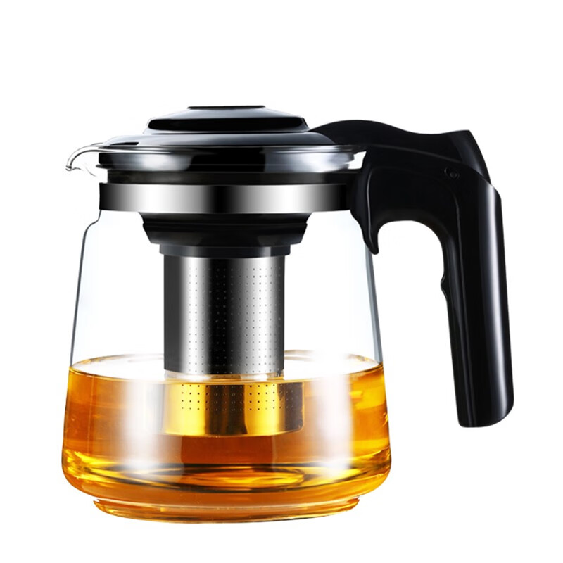 禾艾苏（heisou）玻璃茶壶大容量耐热玻璃花茶壶泡茶器不锈钢过滤冲茶器功夫茶具 1500ml茶壶