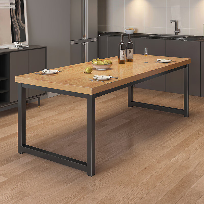 家用小桌子食堂饭桌简约加厚加固餐桌子桌椅组合 雨丝橡木色120*60cm