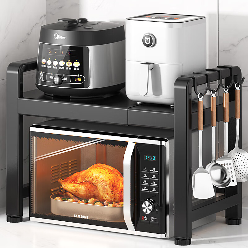 本王（BW）厨房置物架可伸缩微波炉架烤箱电饭煲多功能家用台面双层收纳支架
