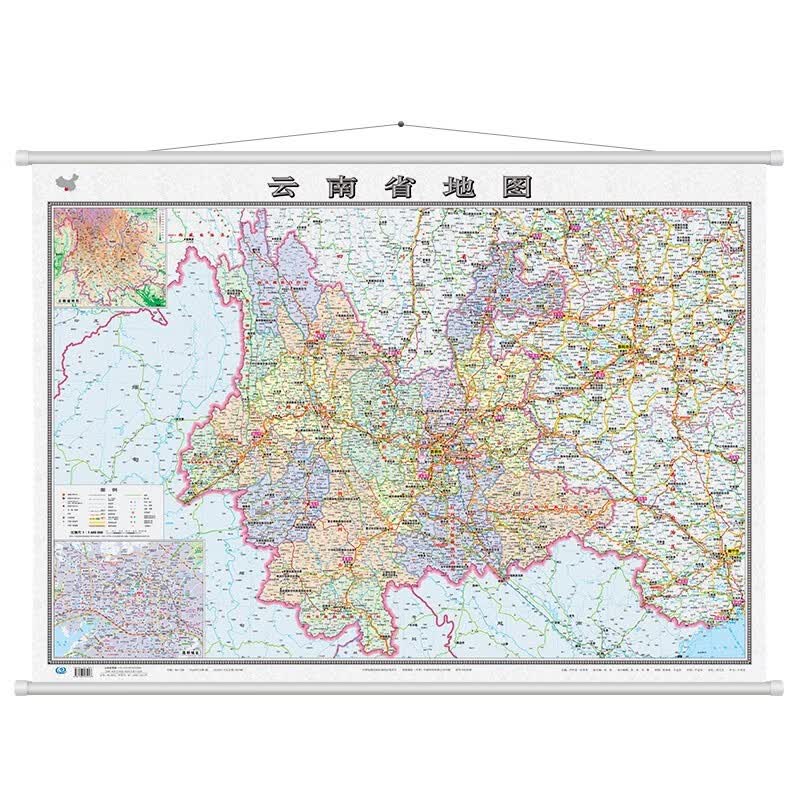 2023年 云南省地图 1.1米*0.8米 覆膜防水 高清政区交通 办公学习挂图附地形图
