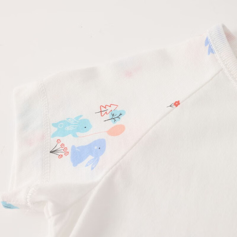 丽婴房莫代尔儿童套装男童女童家居服短袖内衣睡衣夏季短袖套装 白底印花 100 CM/3岁