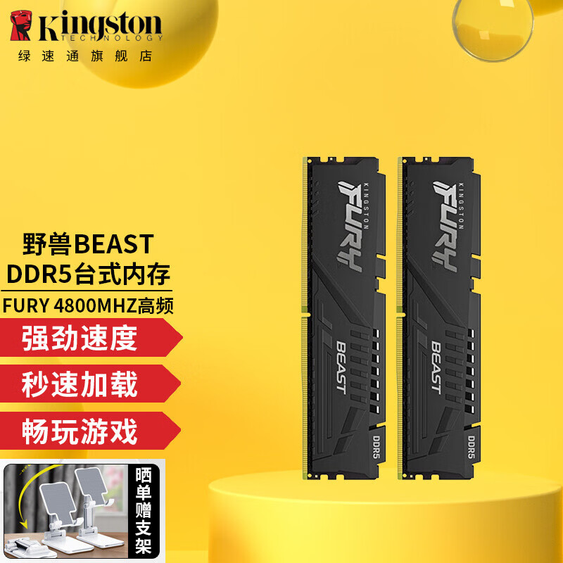 金士顿（Kingston） FURY Beast野兽台式机内存条 DDR5马甲内存条RGB灯条 DDR5 野兽4800 16G