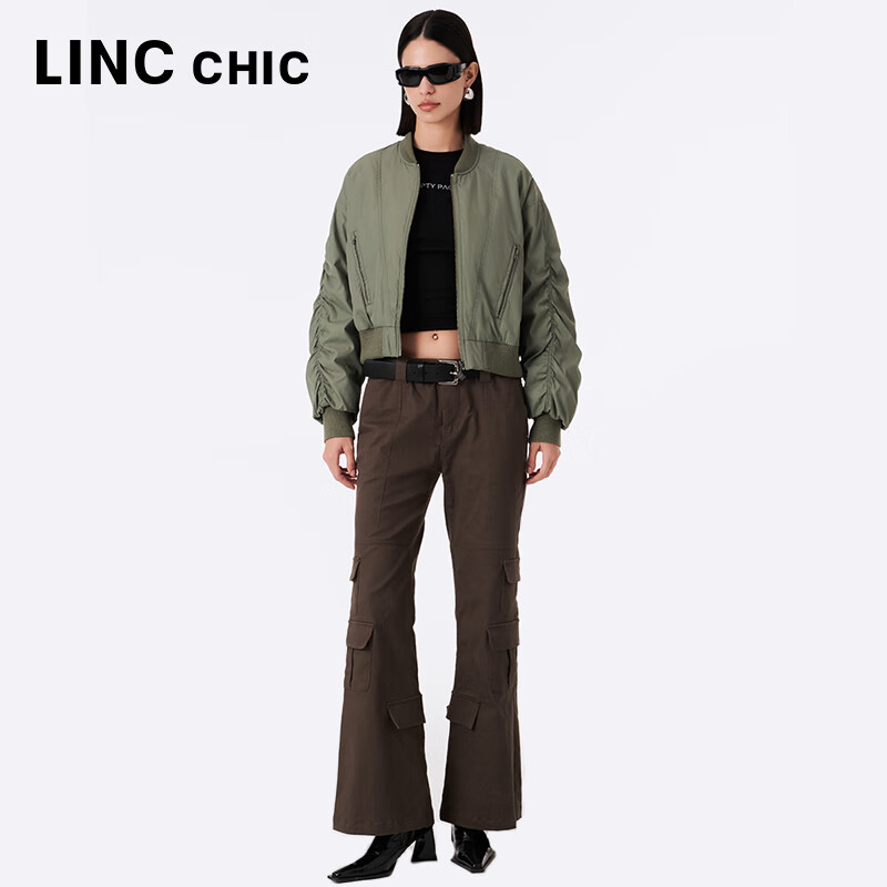 金羽杰春秋冬季新款城市户外轻薄羽绒服女士短款立领外套夹克Y23301009 沙丘绿 M 适合130斤以下