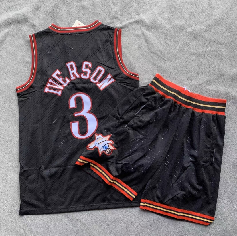 tyburn騰讯体育nba官方旂舰艾弗森球衣3号复古刺绣76人队篮球服男女