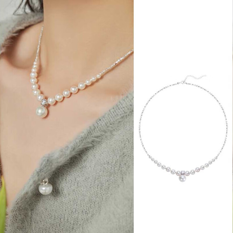 徕奥（leerout）碎银几两珍珠项链少女高级晚会饰品情人节礼物送女友送老婆 碎银珍珠项链【强光高品质】【京仓直发/次日达】