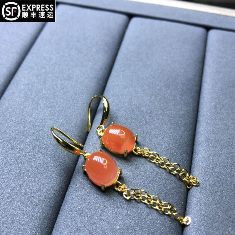 樱桃红南红耳坠流苏款 图片色