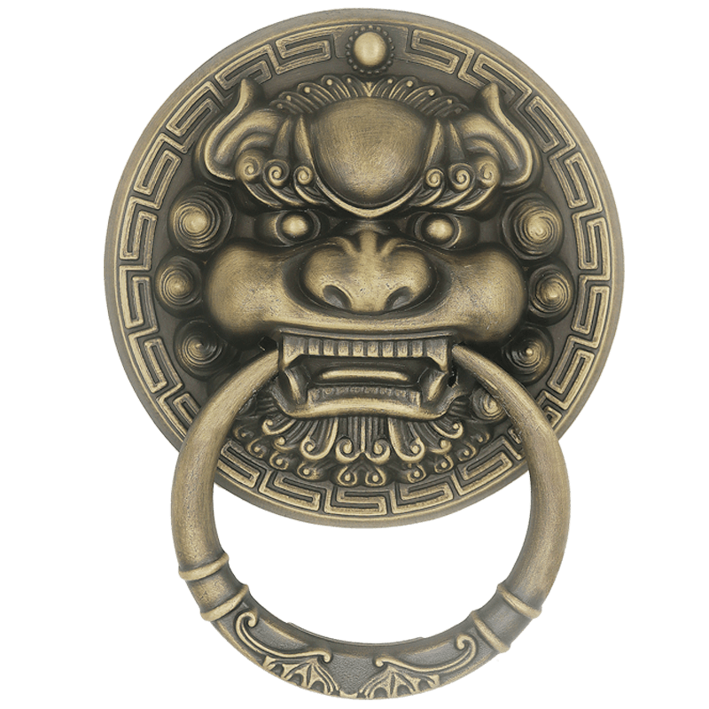 昊天齋中式仿古大門拉手銅虎頭獅子頭獸頭門環(huán)老式門銅把手拉環(huán)宅門 古銅花紋環(huán)13.5cm一個(gè)售價(jià)