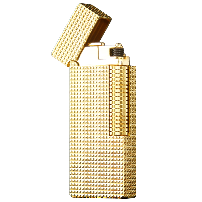 GHORSE男士商務(wù)窄版充氣打火機超薄金屬黃銅側(cè)滑砂輪復(fù)古創(chuàng)意個性送男友 233金色
