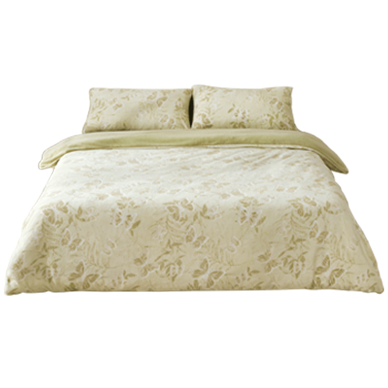 一默四件套秋冬被套床单枕套加厚保暖单双人套件蝴蝶烂花牛奶绒多件套 豆绿蝴蝶丨母婴A类 床单款 （被套200*230cm）