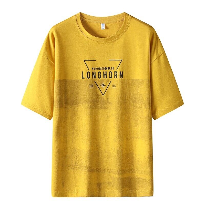 短袖T恤男夏季新款上衣服帅气打底衫 黄色 2XL