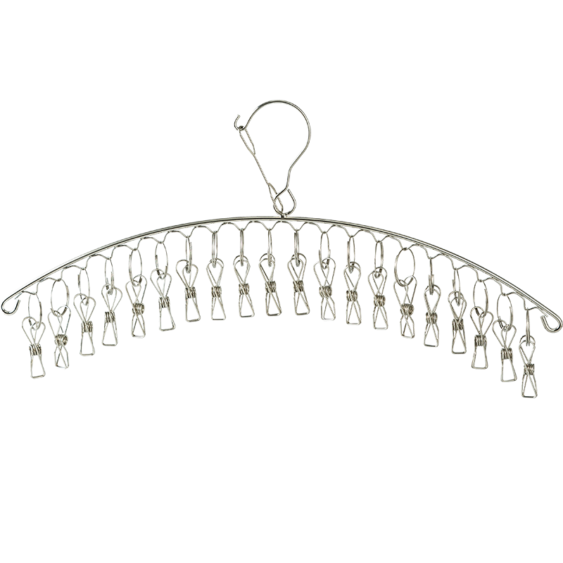 索尔诺 不锈钢袜子架多夹子晾衣架家用防风衣夹多功能挂钩晒晾内衣架神器 L220-【20夹子】