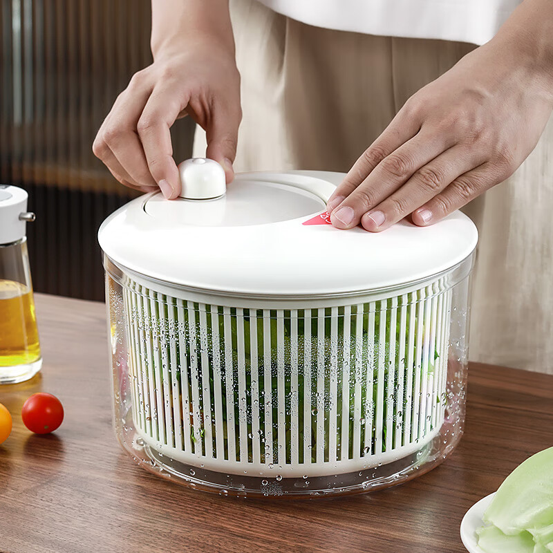 日本进口蔬菜脱水器沙拉甩干机小型手摇甩菜神器厨房洗菜沥水篮 6L【日本制】