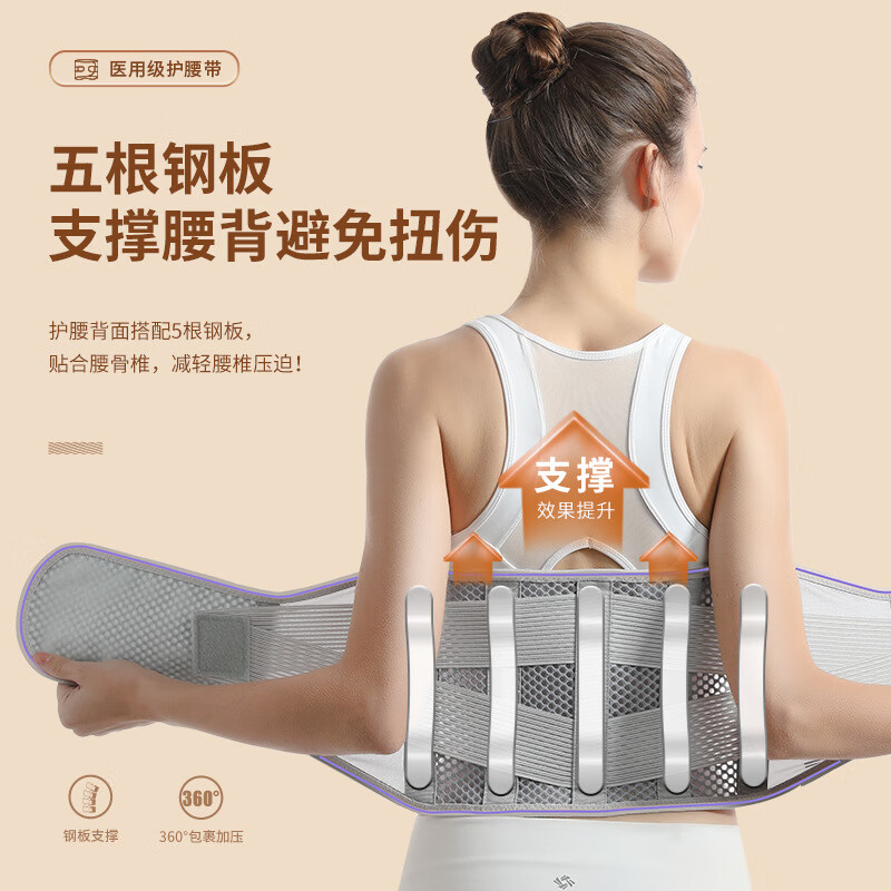 新款护腰带腰椎间盘腰封钢板腰夹腰肌男女老人夏季健身绑腰带 黑色 s