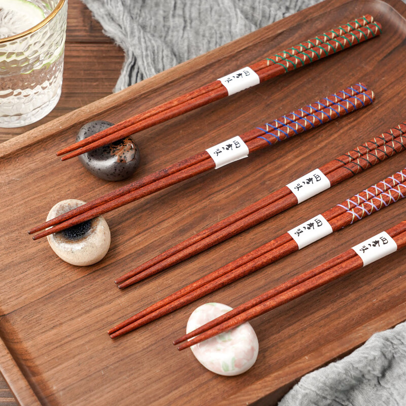 美濃燒 日式環(huán)?？曜蛹矣靡蝗艘豢瓴噬曜蛹忸^防滑防霉耐高溫筷子日本 彩線菱格