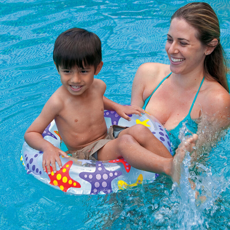 INTEX 59241儿童泳圈 流行浮圈玩具充气游玩装备救生圈游泳圈礼物内径28cm外径61cm 适合6-10岁（图案随机）