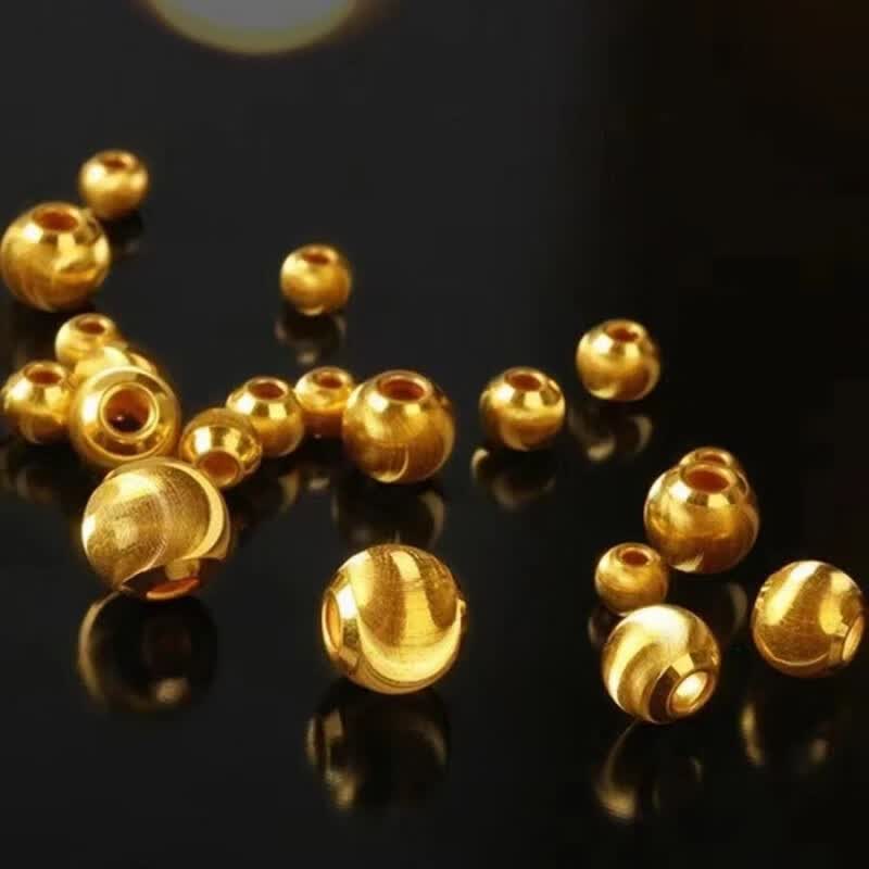咏者黄金猫眼珠3D硬金足金999闪亮车花转运珠路路通DIY手链女手串礼物 3毫米直径约0.08g支持多退少补