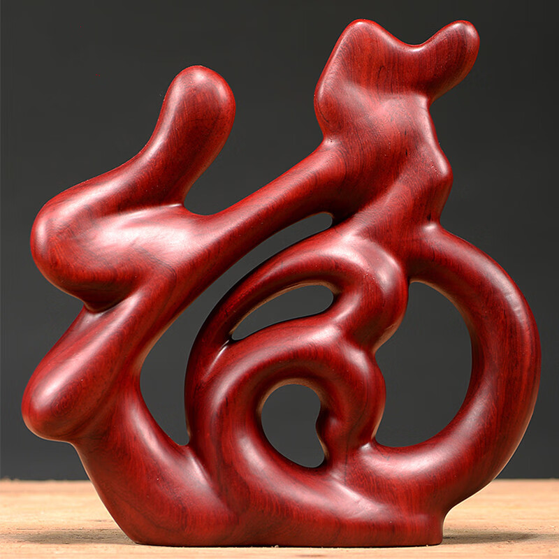 一木代传 木雕红花梨实木家居装饰品根雕摆件创意简约摆设福字摆件工