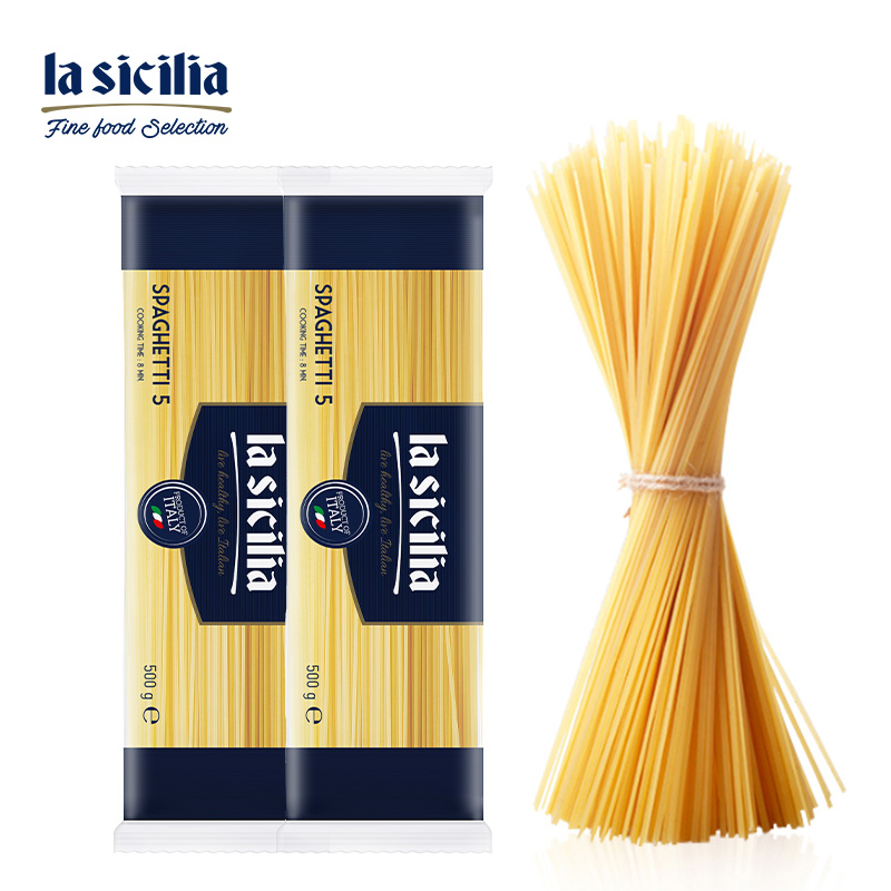lasicilia（辣西西里）意大利进口意大利面5#直条意粉意面500g*2袋 通心粉
