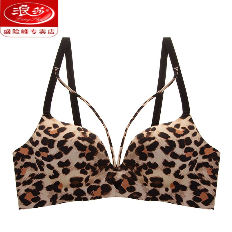浪莎(langsha)聚拢无钢圈内衣女夏季性感纯欲文胸法式上托显大豹纹光