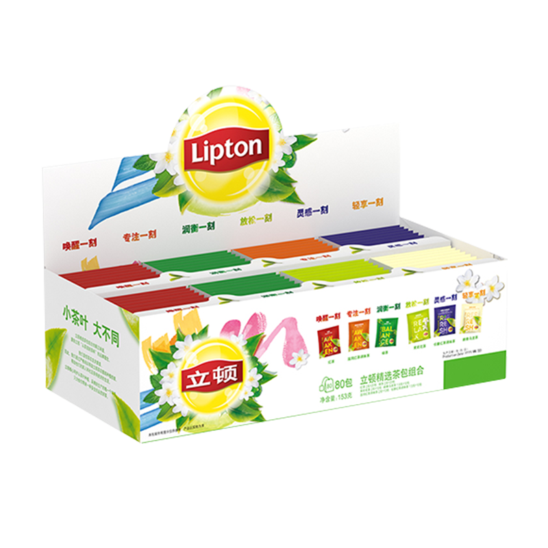 Lipton 立顿 茶叶 精选茶包组合 6种口味 80包153g 独立袋泡茶包