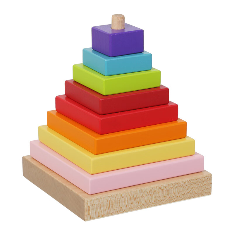 cubikacubika彩虹金字塔积木拼插玩具宝宝儿童动脑早教木质欧洲进口