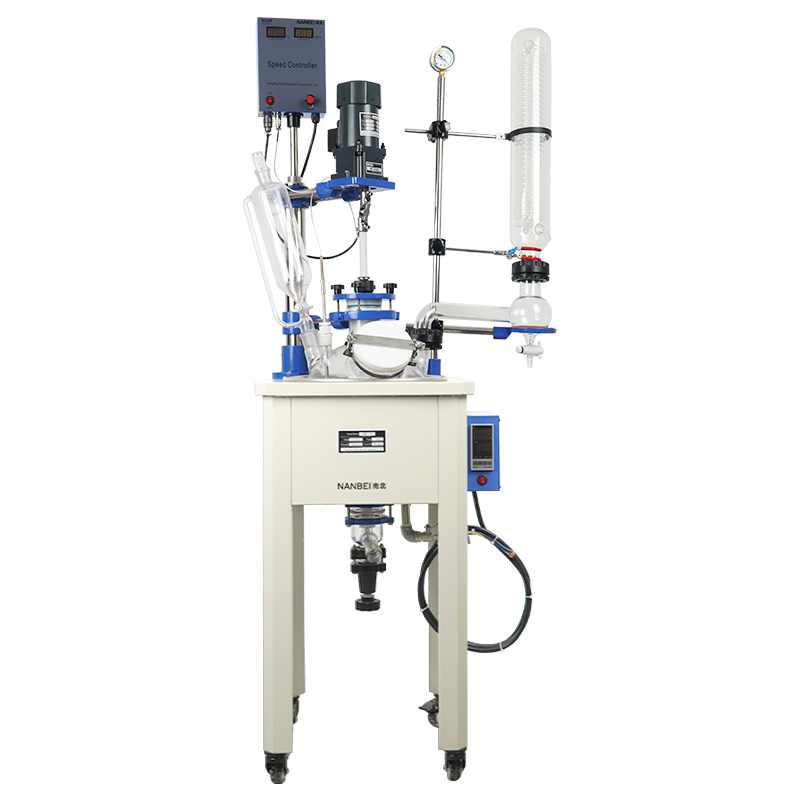 南北儀器 單層玻璃反應(yīng)釜實(shí)驗(yàn)室防爆型蒸餾攪拌合成多功能高溫玻璃反應(yīng)器 NB-1L (1L 防爆型地板式)