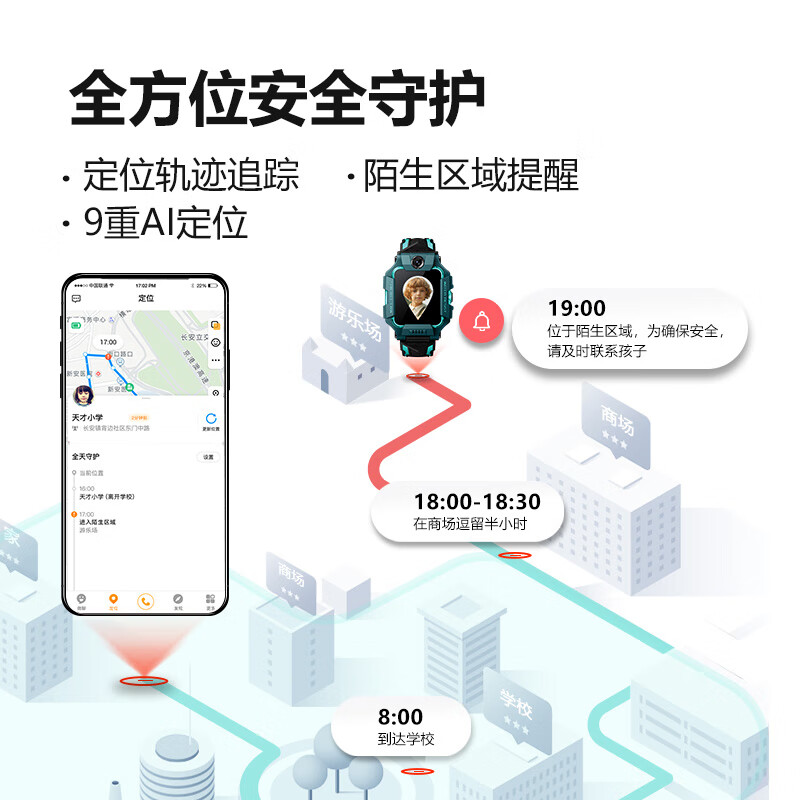 小天才儿童电话手表Z6防水GPS定位智能手表 学生儿童移动联通电信4G视频拍照前后双摄手表手机男女孩幻紫