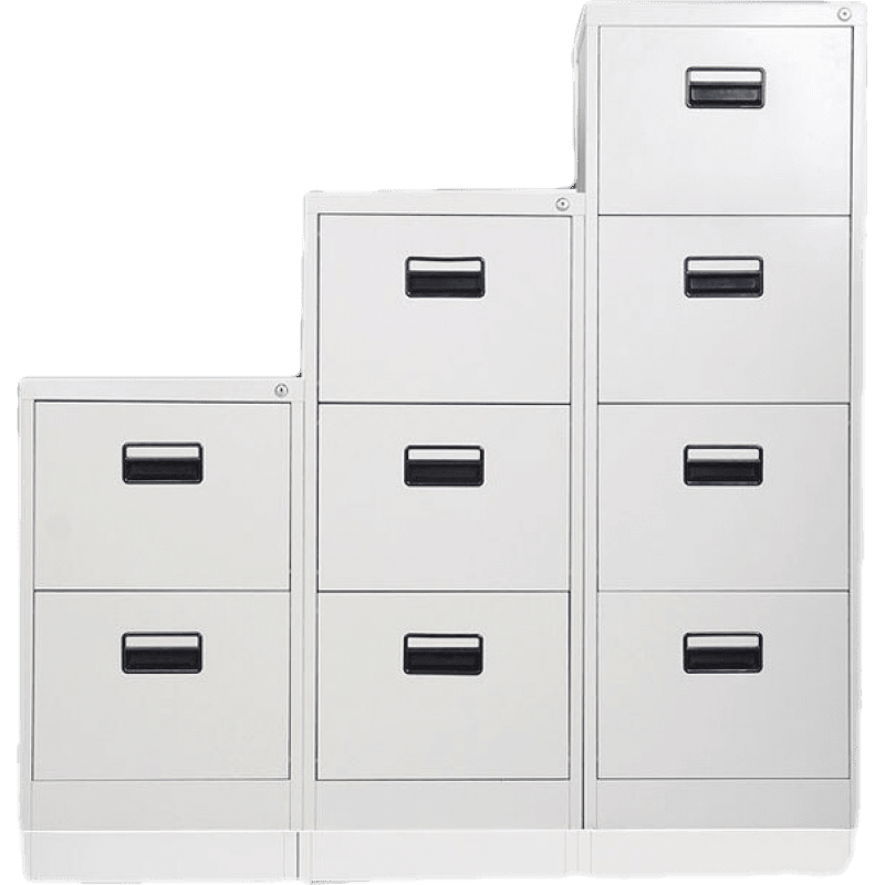 豫麦可 卡箱资料柜钢制办公二斗三斗四斗卡箱文件档案柜挂快劳带锁抽屉柜 二抽【黑扣手】 1