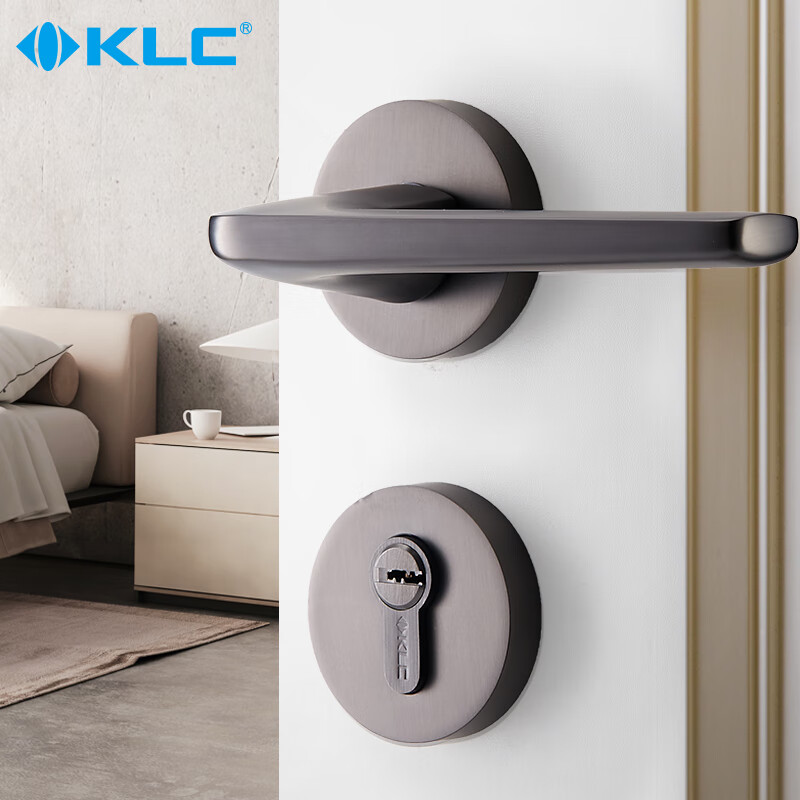 KLC 北欧风格卧室门锁室内现代房门锁简约分体锁静音磁吸家用锁具 单把门锁 带钥匙
