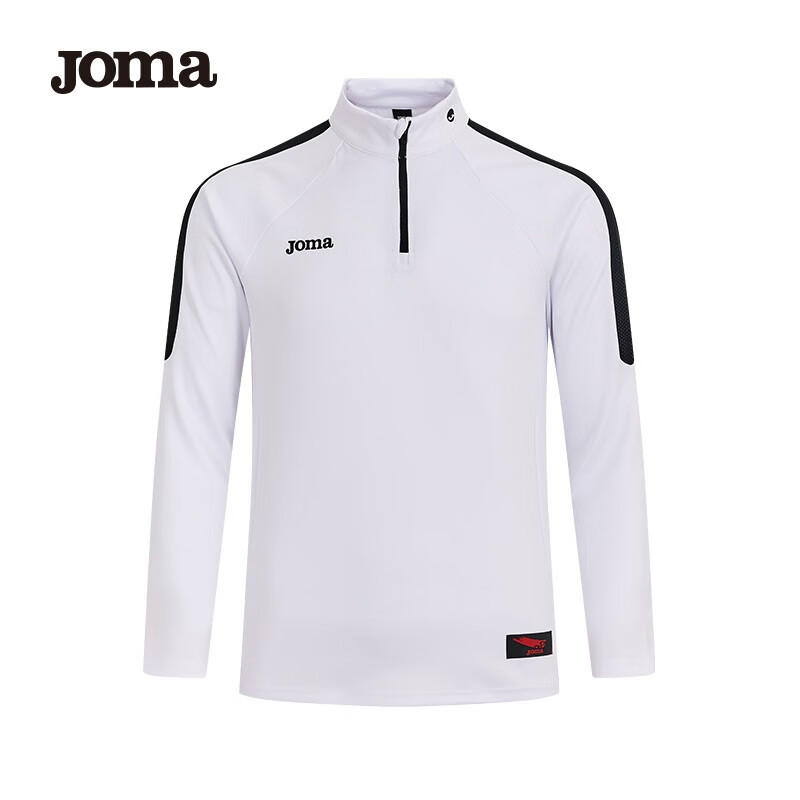 JOMA足球服长袖男半拉链训练衫足球运动训练服上衣男士卫衣外套套头衫 白色 L