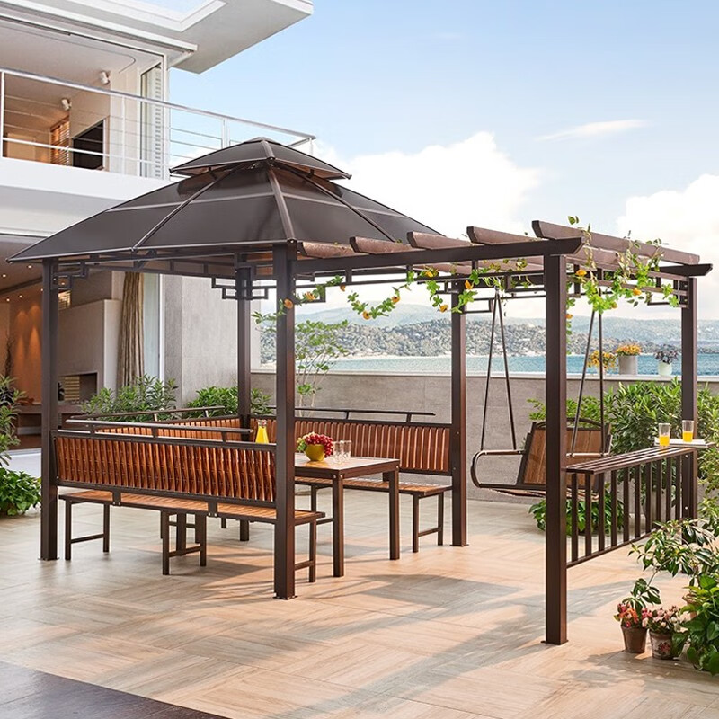 悌醒户外凉亭葡萄架遮雨棚别墅庭院花园休闲亭子露台楼顶露台乘凉棚