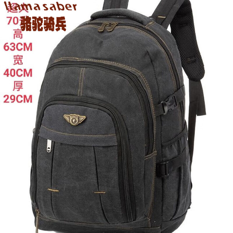 骆驼骑兵【耐磨耐用】男士帆布双肩背包大容量旅行包行李登山包帆布