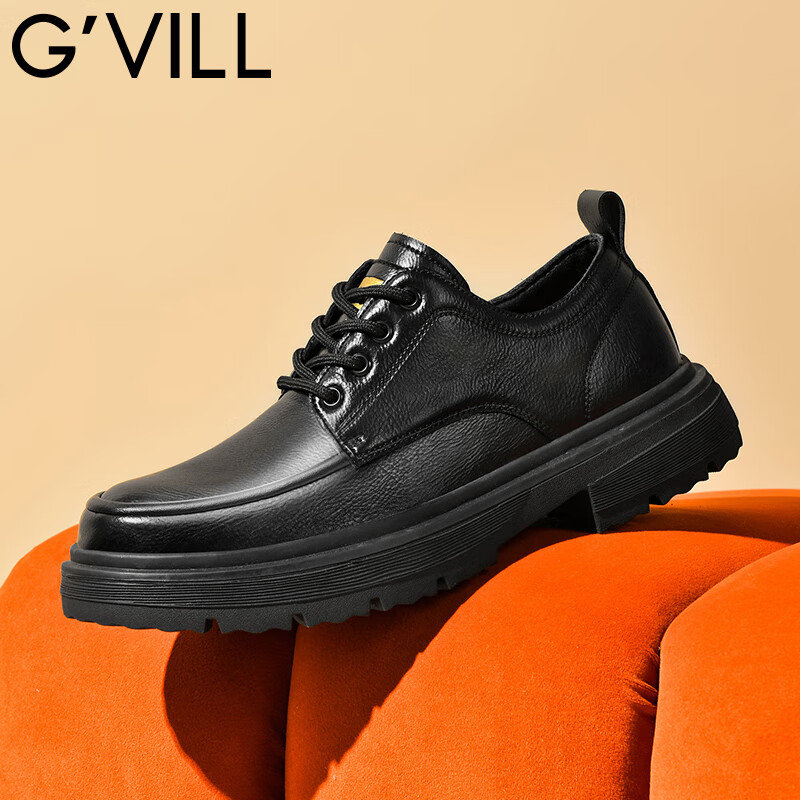 贵之步G'VILL 男鞋秋冬季男士休闲皮鞋时尚运动休闲鞋百搭舒适旅游鞋子 黑色 (G202) 39 （运动鞋码）