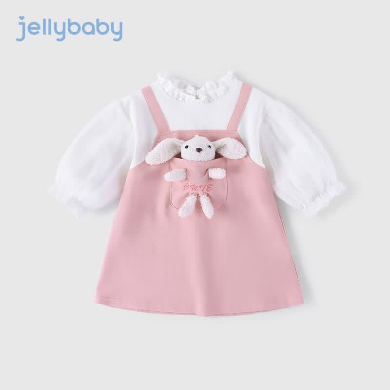 JELLYBABY【可爱兔兔森系清新裙子】2023秋季新款儿童女童连衣裙 粉色 100高性价比高么？