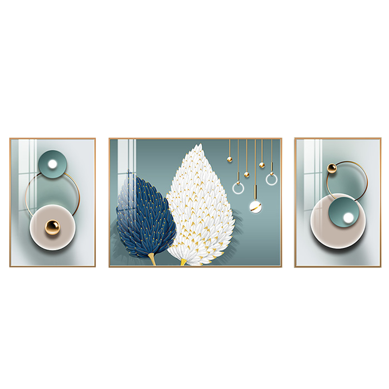 喚墻 客廳裝飾畫沙發(fā)背景墻現(xiàn)代簡約輕奢掛畫高檔奶油風三聯(lián)畫免打孔 大業(yè)有成 加大套左右70x90+中120x90鑲鉆畫