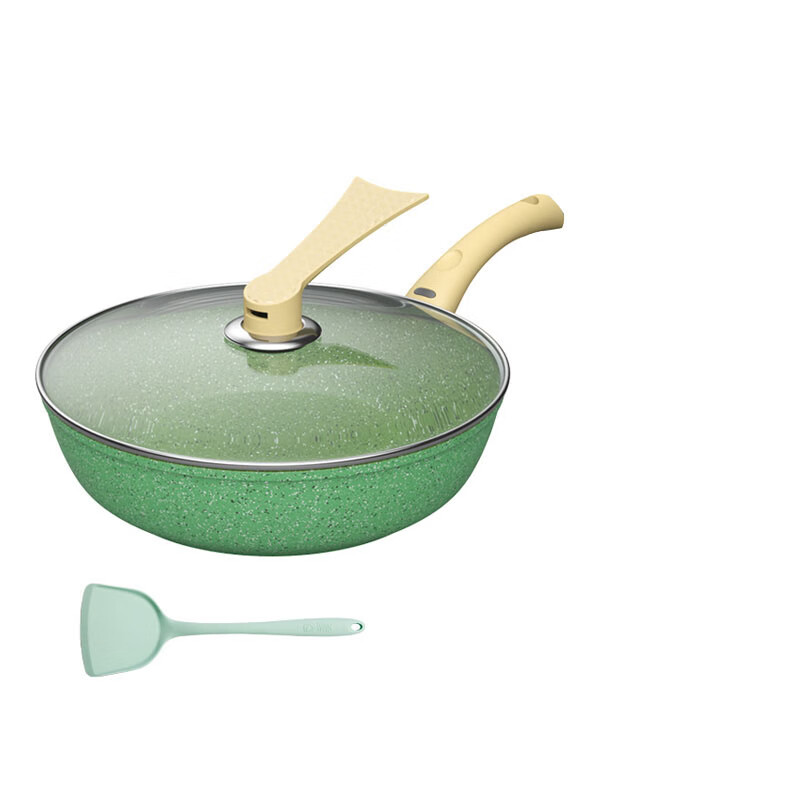 密小米意大利健康锅 健康绿炒锅不粘锅煎牛排煎蛋平底深煎锅28厘米