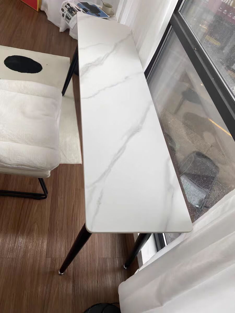 现代卧室家用靠墙学习写字桌电脑桌工作台 岩板桌(哑光面雪山白桌面)