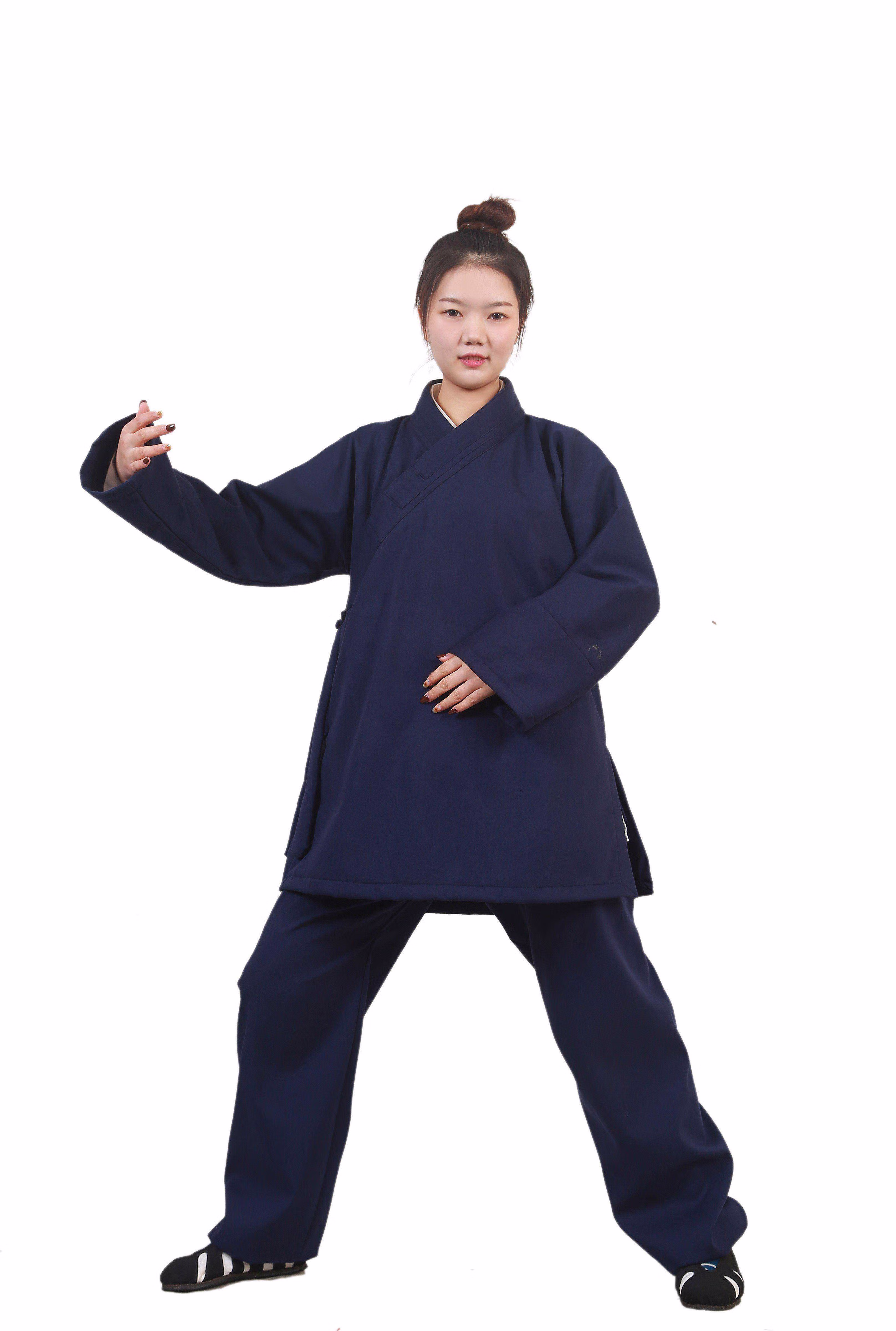 道袍武当道家中长道袍秋冬加厚加绒练功服中国风太极服太极拳冬季道服