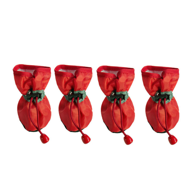 狗鞋脚套猫咪防抓不掉宠物泰迪比熊外出中小型幼犬防脏防水雨鞋 红色