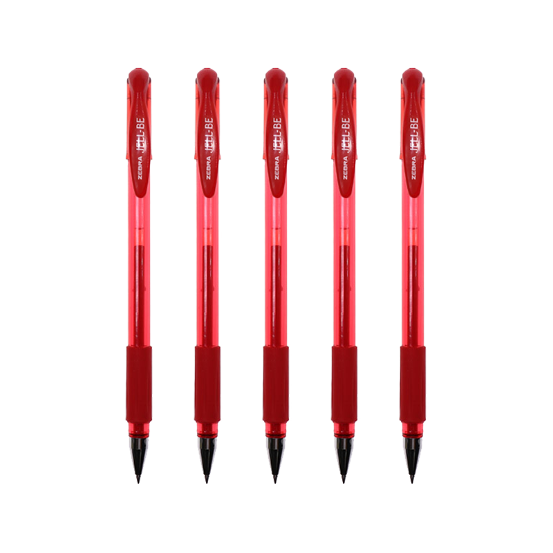 斑马牌（ZEBRA）中性笔 0.5mm子弹头签字笔 学生标记笔走珠水性笔 C-JJ100 JELL-BE 红色 5支装 8元
