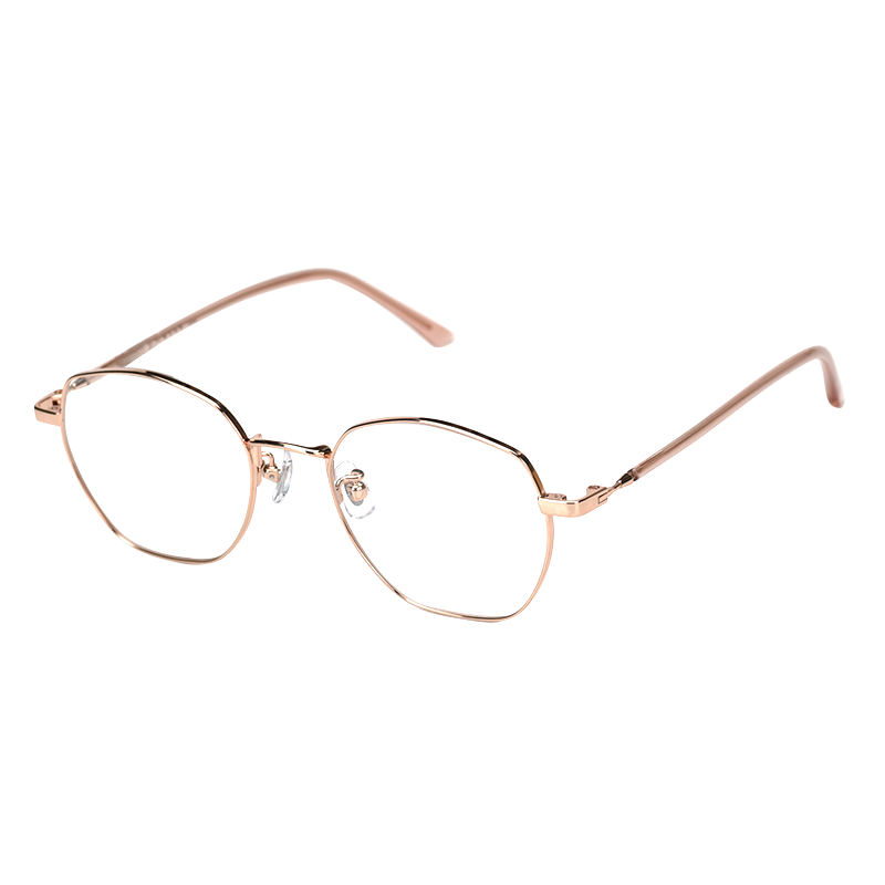 PARIM派麗蒙全框近視鏡架韓版網(wǎng)紅圓臉鏡框顯瘦不規(guī)則PG87401 K1玫瑰金框粉紅腿 單鏡架
