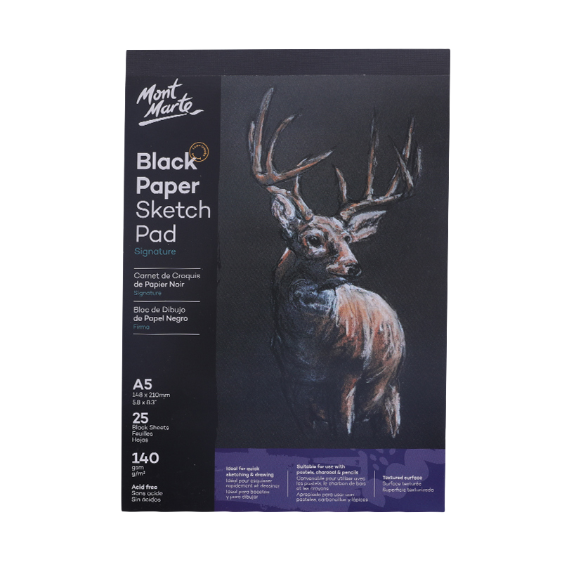 蒙瑪特(Mont Marte)a5黑色卡紙 素描本美術(shù)畫畫專用紙兒童彩鉛繪畫速寫硬紙 彩繪涂鴉繪本diy手工設(shè)計(jì)MSB0061美術(shù)寫生