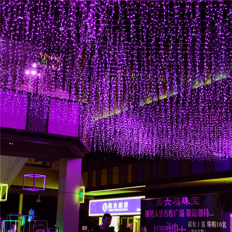 灯户外小彩灯闪灯串灯满天星灯瀑布灯窗帘灯冰条灯婚庆装饰灯 紫色