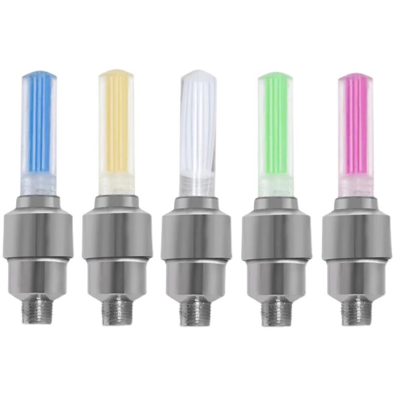 自行车气门灯感应风火轮七彩气嘴灯山地车电动车美嘴摩托夜骑闪光灯装备配件 粉色【一对】+蓝色【一对】+20粒电池