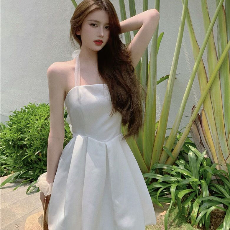 索涉(suoshe)成人礼生日礼物女生裙子礼服超仙美背拼接法式吊带公主