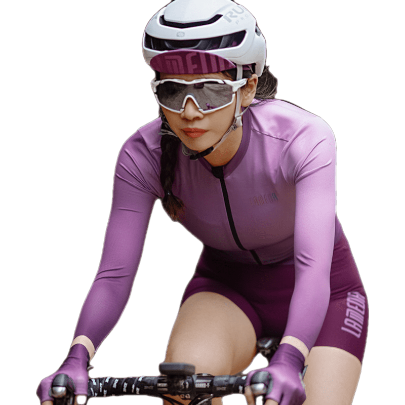 兰帕达锦绣渐变紫女士骑行服春夏季自行车骑车服装长袖公路车衣服 【长袖】电光紫 XL